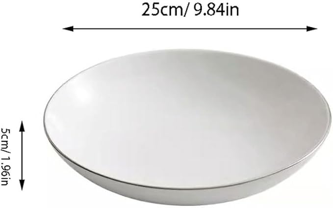 SONGCHAO Party Supplies White Ceramic Silver Edge Dinner Plate Home Salad Plate Appetizer Plate Dessert Plate Restaurant Hotel Serving Tray Party Plates (Color : 25cm)