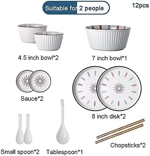 Dinnerware Set Dinner Party Tableware Service Set 38 Pcs Dinnerware Sets, Chinese Style Porcelain Tableware Set with Plates and Bowls, White Ceramic Dinner Set for Home Kitchen and Dinning(12pcs)