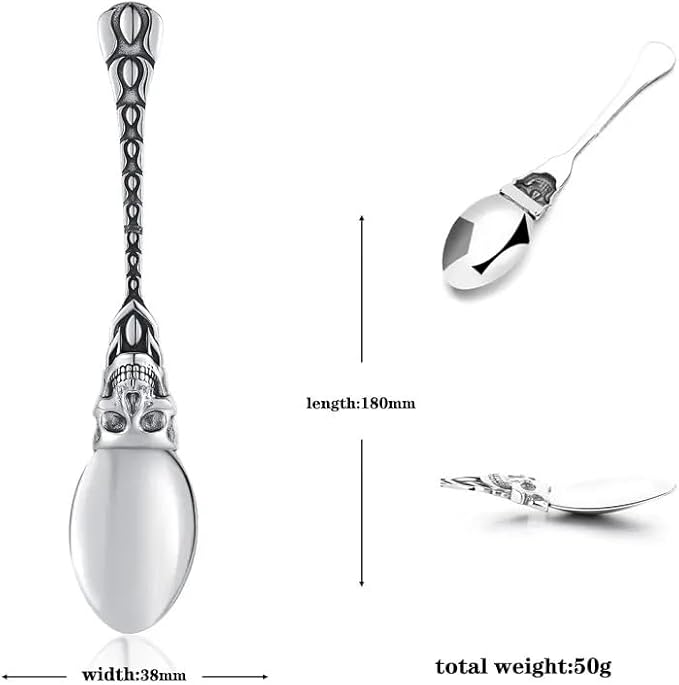 Stainless Steel Flatware Tableware Modern Look Great Gifts For Halloween Easter and Christmas (Silver, A SKULL)