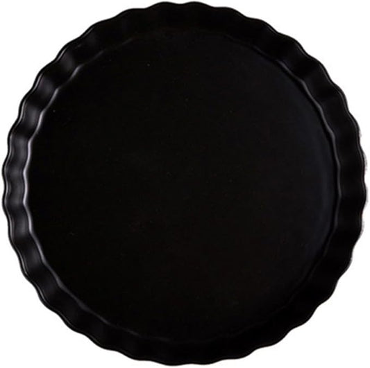 Creative Ceramic 10-inch Black round Sushi Plate Simple Pasta Dish Household Tableware for Home and Restaurant Serving