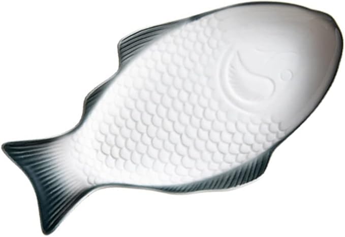 ABOOFAN Creative Fish Shaped Ceramic Plate Dark Green Snack Storage Dish for Home Restaurant Party Serving Platter with Unique Decorative Design