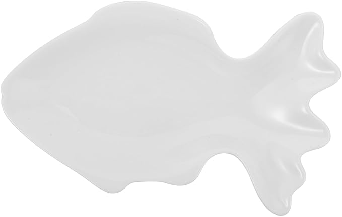 OUNONA Fish Shaped Ceramic Sushi Plate Small Appetizer Serving Bowl White for Dipping Snacks
