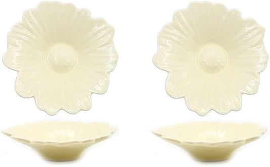 Appetizer Bowls 2Pack Sauce Dish Set Flower Shape Ceramic Dipping Bowls Appetizer Plates Mini Condiment Sauce Dishes Soy Sauce Vinegar Snack Seasoning Salad Bowls (Color : Yellow)