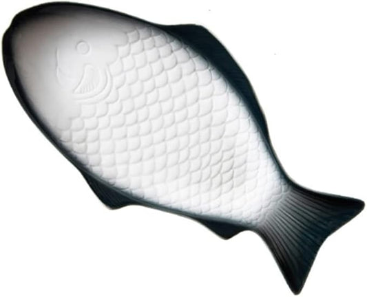 OUNONA Creative Ceramic Fish Shaped Plate Dark Green Dish for Snacks and Dinner Unique Nautical Tableware for Home Restaurant Parties and Family Gatherings