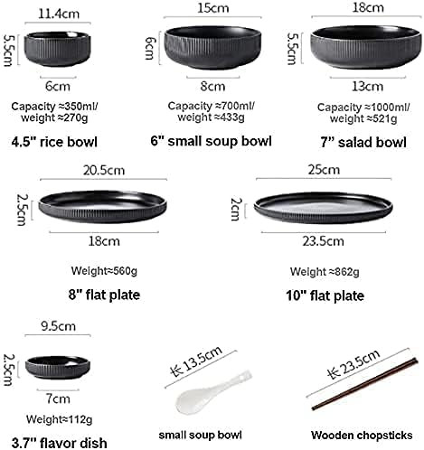 Dinnerware Set Kitchen and Dining,38-Piece Ceramic Dinnerware Set,Nordic Black White Creativity Porcelain Tableware Set with Bowls Dinner Plate Spoo