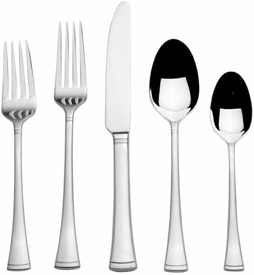 Mikasa, Alyse Flatware Service for 12, 65 Piece Set, 18/10 Stainless Steel, Silverware Set with Serving Utensils