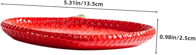 Luxshiny Strawberry Ceramic Dipping Plate: Small Plate For Sauces Snacks And Appetizers - Strawberry Dish For Family Parties And Restaurant Decor