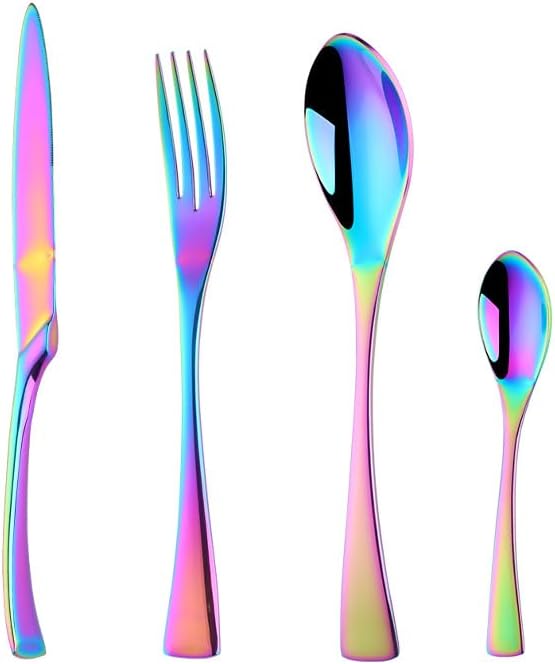Stainless Steel Flatware serving set,Home Kitchen Eating Tableware Set,Dishwasher Safe,For Home Kitchen Restaurant Hote 4/16/24/32/40/48 Pieces Kaya Knife And Fork Spoon Hotel Home Steak Knife And For