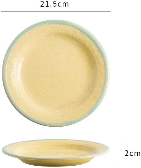Kitchen Plates Japanese Restaurant Underglaze Color Creative Home Steak Dinner Plate Ceramic Appetizer Dessert Pasta Cake Tableware Restaurant Plates(D,8 in)
