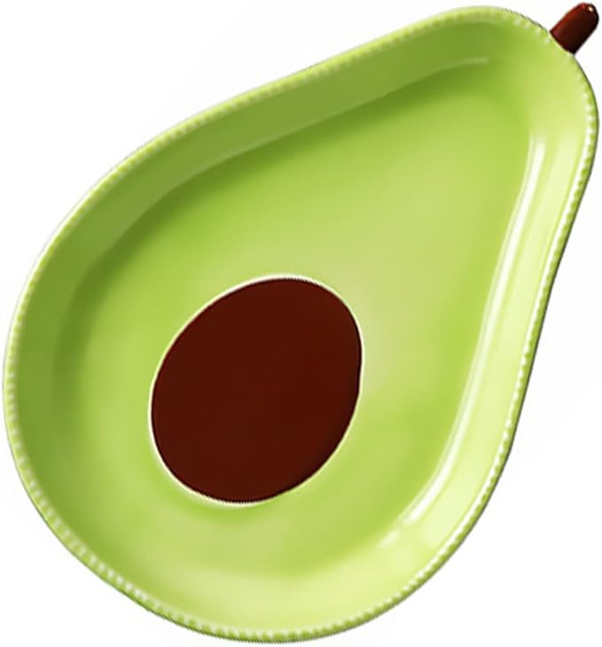 Amosfun Avocado Shape Appetizer Plate Creative Ceramic Snack Dish for Desserts and Fruits Cute Tableware for Parties and Picnics