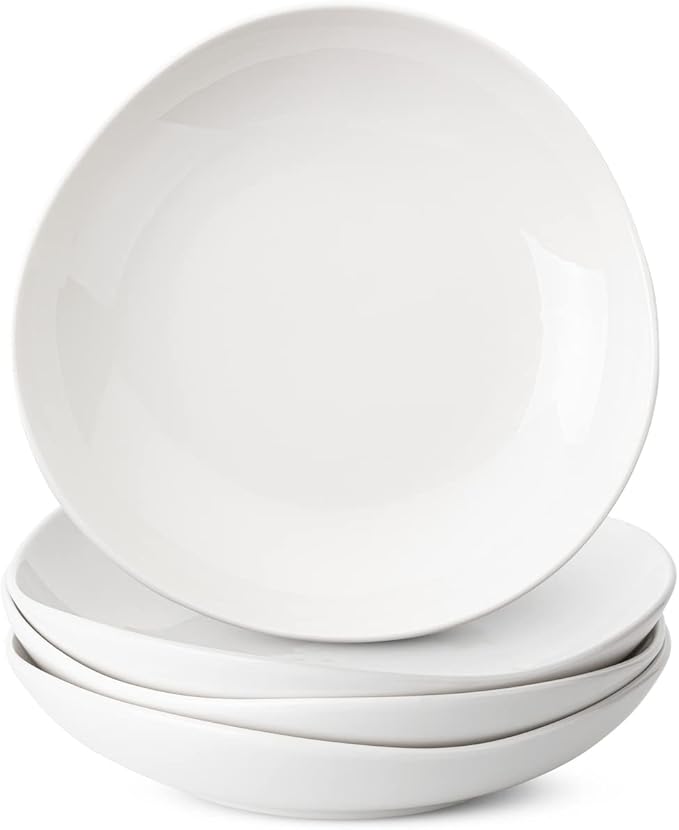 BTaT- Porcelain Serving Bowls, Triangular, 24 Oz, Set of 4, Pasta Bowls, Large Serving Bowls