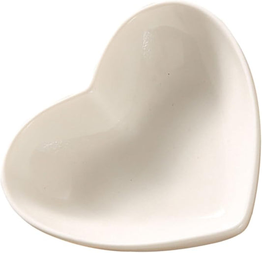 Heart Shaped Ceramic Appetizer Plate Multi Purpose Sauce Dish for Condiments Snacks and Fruit Smooth Finish Kitchen Bowls for Romantic Serving
