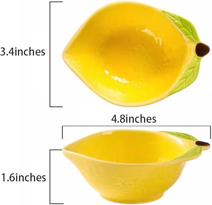 4pcs Ceramic Appetizer Plates Lemon Shape Side Dishes Seasoning Plates
