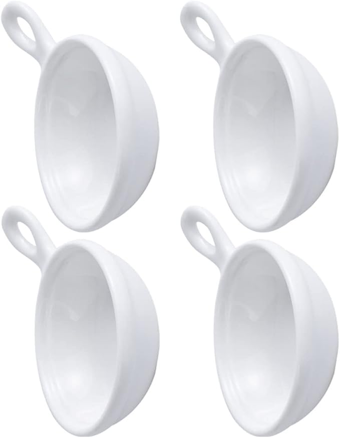 PRETYZOOM 4pcs Tray Handle Seasoning Sauce Plates Ceramics Dishes for Dipping Glazed for Easy Cleaning