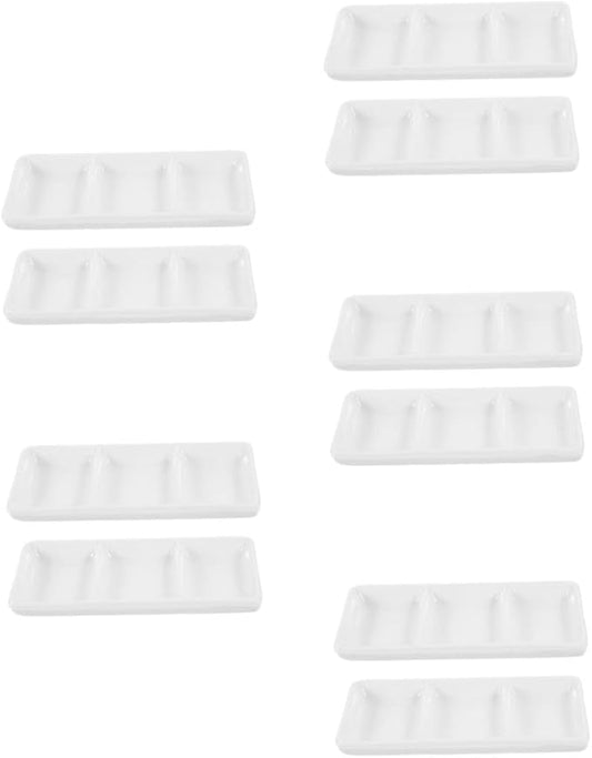 10pcs Ceramic Divided Sauce Dish Compartment Appetizer Serving Tray for Snacks and Condiments Elegant Rectangular Platter for Entertaining and Everyday Use