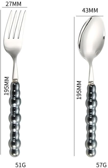 Silverware Set, 2/8/12/16/20/24pcs Retro Light Luxury Ceramic Pearl Handle 304 Stainless Steel Knife, Fork And Spoon Tableware Set, Home Cutlery Flatware Set(White,12 Pieces for 6)