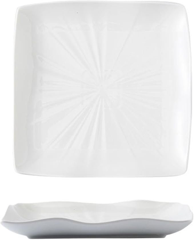 Dinner Plates Steak Plate Simple Square Ceramic Plate Creative Household Vegetable Plate Hotel Restaurant Tableware Serving Dishes(White,9 inch)