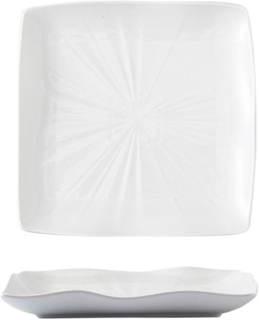 Dinner Plates Steak Plate Simple Square Ceramic Plate Creative Household Vegetable Plate Hotel Restaurant Tableware Serving Dishes(White,9 inch)