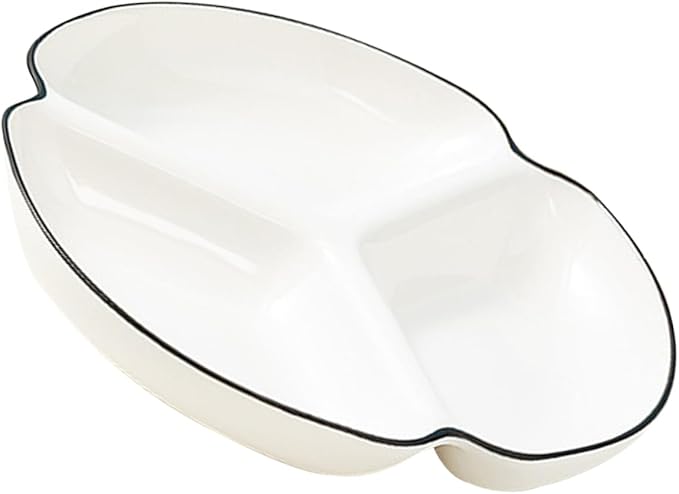 BESTYASH Ceramic Divided Serving Plate with Compartments Heat Resistant Portion Control Dinner Dish for Fruits Appetizers Desserts Smooth Food Safe Tableware for Home and Parties