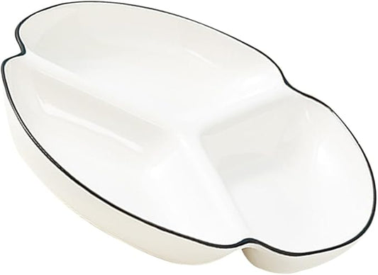 BESTYASH Ceramic Divided Serving Plate with Compartments Heat Resistant Portion Control Dinner Dish for Fruits Appetizers Desserts Smooth Food Safe Tableware for Home and Parties