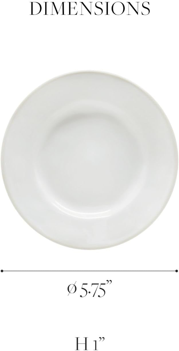 Costa Nova Ceramic Stoneware 6'' Bread Plate - Beja Collection, White & Blue | Microwave & Dishwasher Safe Dinnerware | Food Safe Glazing | Restaurant Quality Tableware