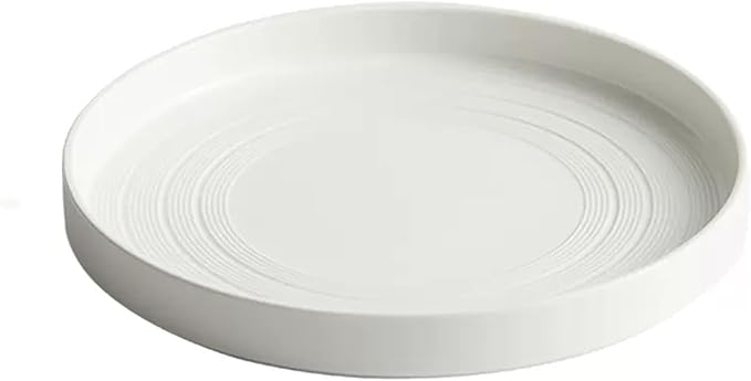 Kitchen Plates Ceramic Dinner Plate Home Kitchen Salad Plate Tableware Pure White Plate Round Simple Dessert Plate Flat Deep Plate Restaurant Plates(004)