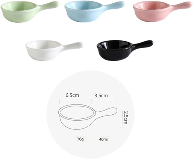 Ceramic Sauce Dish with Handle Seasoning Dish Sushi Soy Dipping Bowl Appetizer Plates for Wedding Home Party 40ML-Black