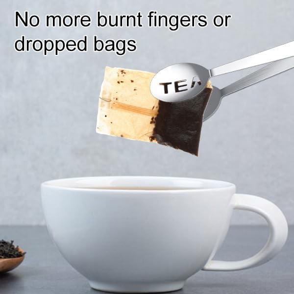 2 Pack Tea Bag Squeezer, Tea Tongs Metal Stainless Steel Squeezer Tongs Teas Filter Spoon Clamp Teas Strainer Holder Clip for Gripping Loosing Leaf,Ice Lemon Slice (Golden and Silver)