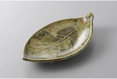 せともの本舗 Appetizer Plate, Oribe Line, Flowy Leaf Type, 8.9 x 5.3 x 2.0 inches (22.5 x 13.5 x 5 cm), Restaurant, Ryokan, Japanese Tableware, Restaurant, Commercial Use
