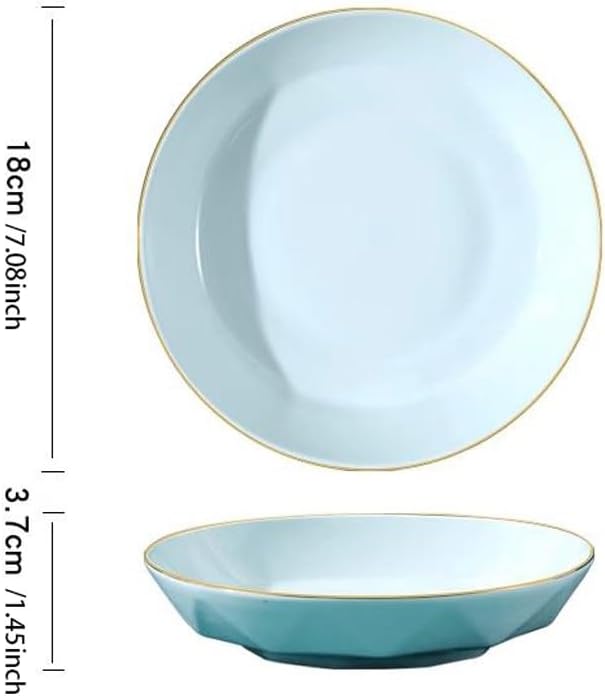 SONGCHAO Party Supplies Plate Dish Plate Home Celadon Gold Edge Light Luxury Tableware Set Creative Deep Plate Ceramic Plate Gold Plate Soup Plate Party Plates (Color : 7inch)