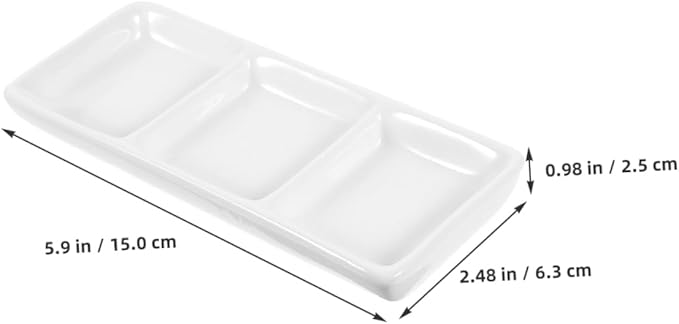 2-piece Snack Plate Set Divided Sauce Bowl Appetizer Serving Tray Ceramic Dishes White for Versatile Use