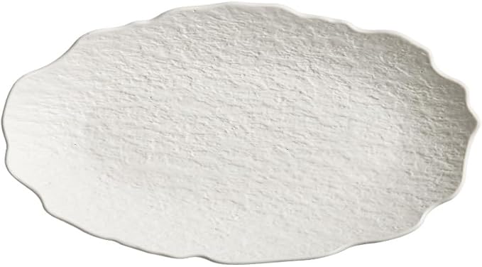 Dessert Plates Creative Stone Fish Plate Tableware Household Steamed Modern Ceramic Simple Dish Dinner Tableware(White,10.5inch)