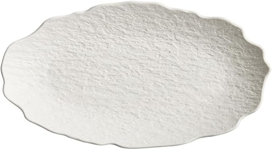 Dessert Plates Creative Stone Fish Plate Tableware Household Steamed Modern Ceramic Simple Dish Dinner Tableware(White,12inch)