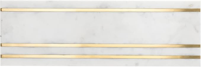 Godinger Serving Tray, Serving Platter, Appetizer Tray, Dessert Platter, White Marble, 18X7