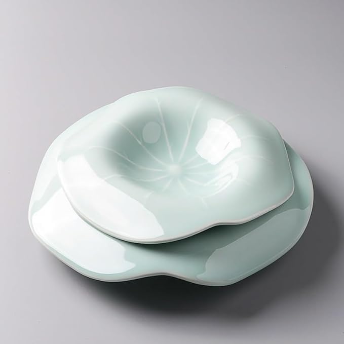 Kitchen Plates Hotel Restaurant Creative Ceramic Special-shaped Dish Plate, Western Food Salad Lotus Leaf, Suitable For Desserts And Appetizers Restaurant Plates(9in)