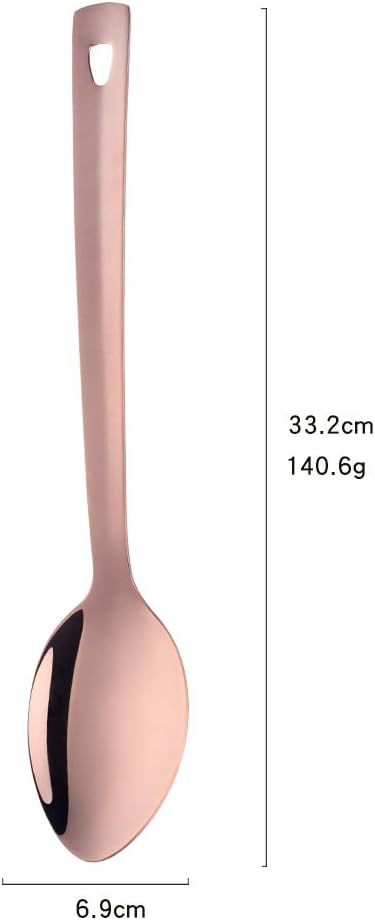 Stainless Steel Serving Spoons: Long Handle Flatware Set of 6 - Large Metal Kitchen Serving Tablespoons for Buffet Banquet 13-Inch Rose Gold