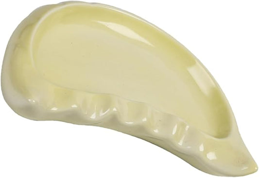 VOSAREA Dumpling-shaped Ceramic Serving Plate Unique Porcelain Salad Dish for Appetizers Snacks Dumplings Microwave Safe Creative Design for Home Dining and Buffets
