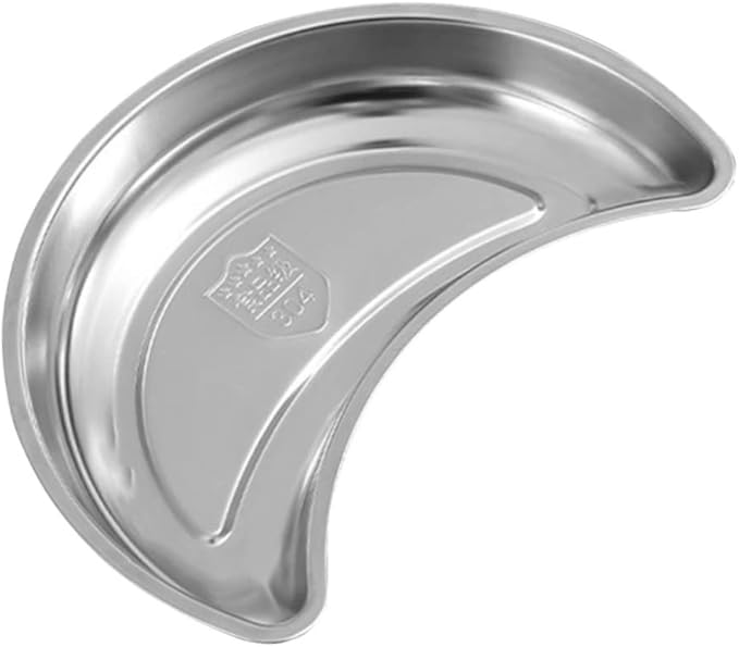 Crescent Shape Serving Tray Stainless Steel Moon Plate Pastry Plate Storage Tray for Dried Fruit Candy Easy Clean