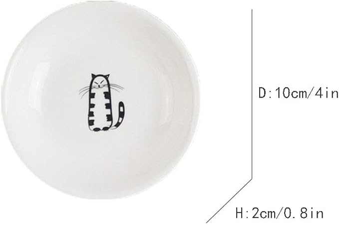 FUYU 6pcs Cute Cat Ceramic Sauce Plate, Snack Plate, Side Dish, 4 inches
