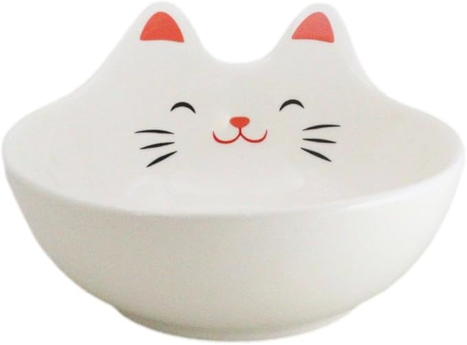 Ebros Gift Pack Of 4 Maneki Neko Lucky Cat Small 4.75" D Appetizer Snack Serving Coupe Plates Dish Flat Bowls For Hors D'oeuvres Sushi Ice Cream Serveware