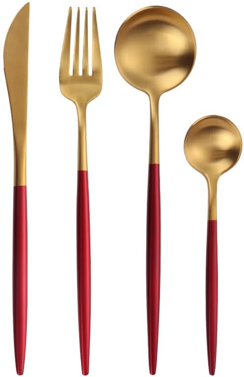 Stainless Steel Flatware Serving Set,Home Kitchen Eating Tableware Set,Dishwasher Safe,for Home Kitchen Restaurant Hote 4/16/24 Piece 304 Stainless Steel Portuguese Western Cutlery Knife and Fork Set