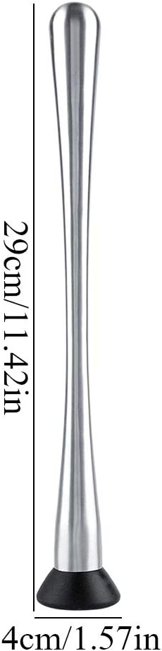 Long Stainless Steel Cocktail Muddler, 11inch Professional Drink Muddler Bar Cocktail Muddler Fruit Mixer DIY Drink Wine Barware Tool