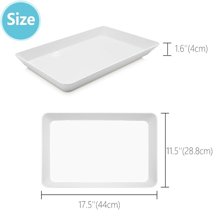 Serving Tray Platter, 17.5'' x 11.5'' x 1.6'', 6 Pcs Food Tray for Veggie Fruit Snack Dessert Cookie Cheese, Food Trays for Party Supplies Display, Large Platters for Serving Food, BPA Free