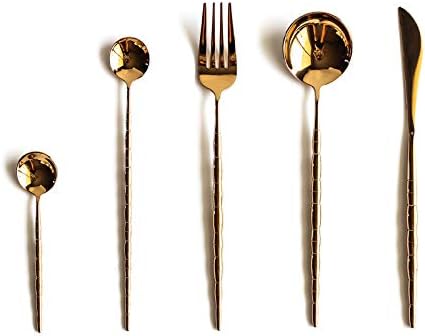 Stainless Steel Flatware serving set,Home Kitchen Eating Tableware Set,Dishwasher Safe,For Home Kitchen Restaurant Hote 5/20/30/40/50/60 Pieces Portuguese Retro Rose Gold 304 Stainless Steel Cutlery S
