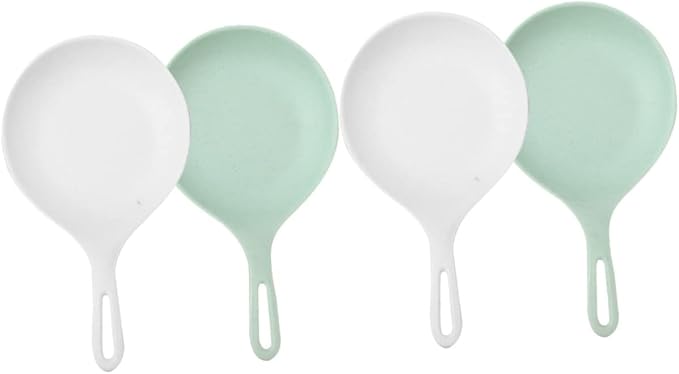 ARTIBETTER 4 Pcs Plastic Serving Plates with Handle 9.44X5.31 Inches Lightweight Snack and Appetizer Dishes for Home Kitchen Dining