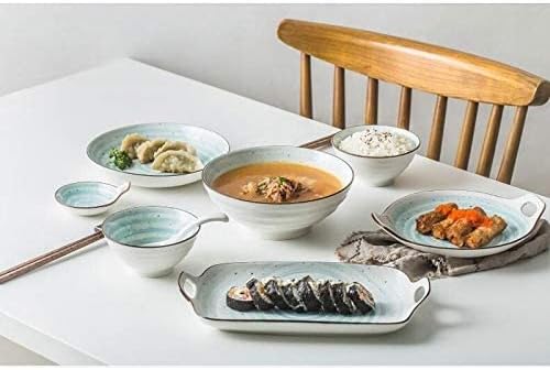 Dinnerware Sets Dish Set,19-Piecess,Bone China Porcelain Tableware Set with Plates Bowls and Dish,Ceramic Dinner Set for Home Kitchen (A C)