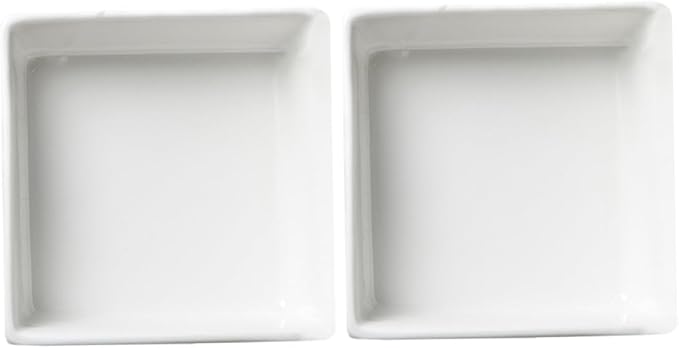 2Pcs Mini Ceramic Square Sauce Dishes Practical Appetizer Plates for Condiments High Thermal Stability Non Slip Base for Home Restaurant and Hotel Use