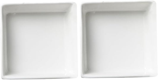 2Pcs Mini Ceramic Square Sauce Dishes Practical Appetizer Plates for Condiments High Thermal Stability Non Slip Base for Home Restaurant and Hotel Use