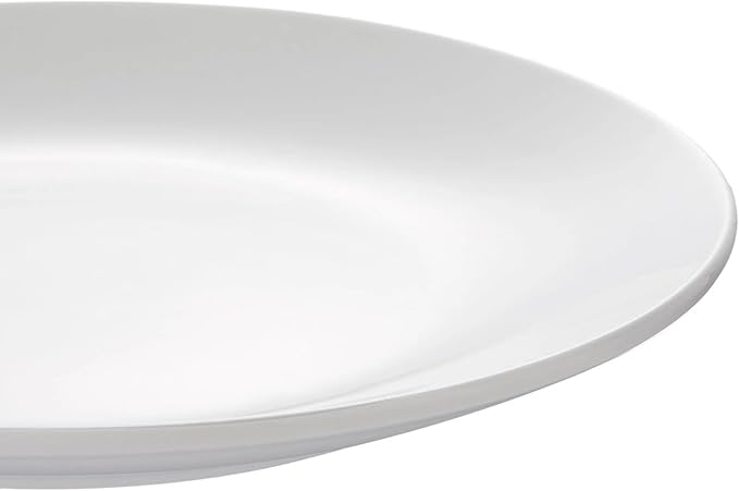 12-Piece Glazed White Stoneware Dinnerware Set - Service for 4, Plates & Bowls, Microwave & Dishwasher Safe