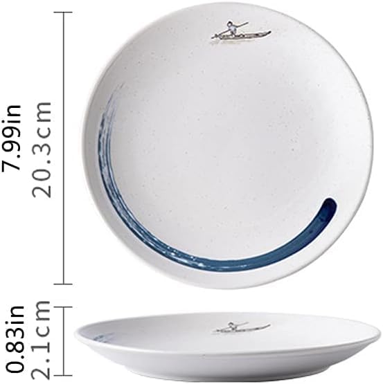 Dinner Plates,Ceramic Dinnerware, Green Lines Stripes Round Dinnerware Set, Japanese Style Tableware Serving Platters, Microwave & Dishwasher Safe, Dinnerware Dishes for Dessert, Salad, Pasta,10inch